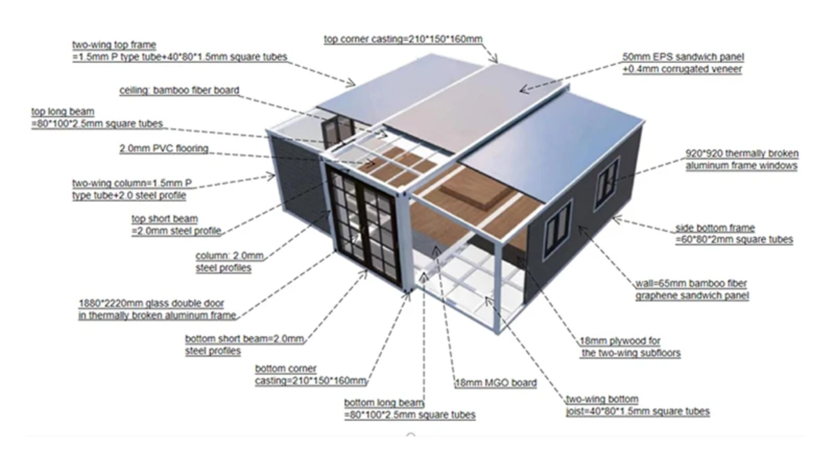 Casa Modular Plegable 40FT (76 m²)